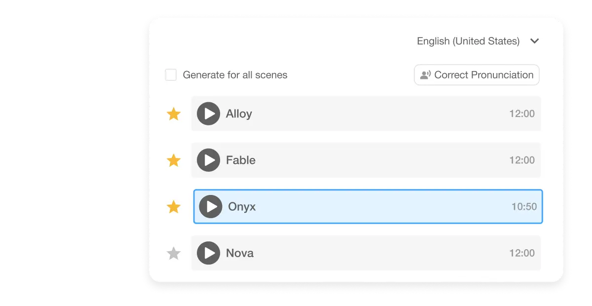 Visla's Multilingual AI-Generated Voiceovers interface, showcasing video translator feature has the power of Visla’s AI to generate natural-sounding voiceovers across a wide range of languages.